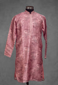 Dusty Rose Printed Silk Kurta for Men