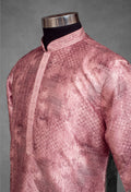 Dusty Rose Printed Silk Kurta for Men