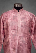 Dusty Rose Printed Silk Kurta for Men
