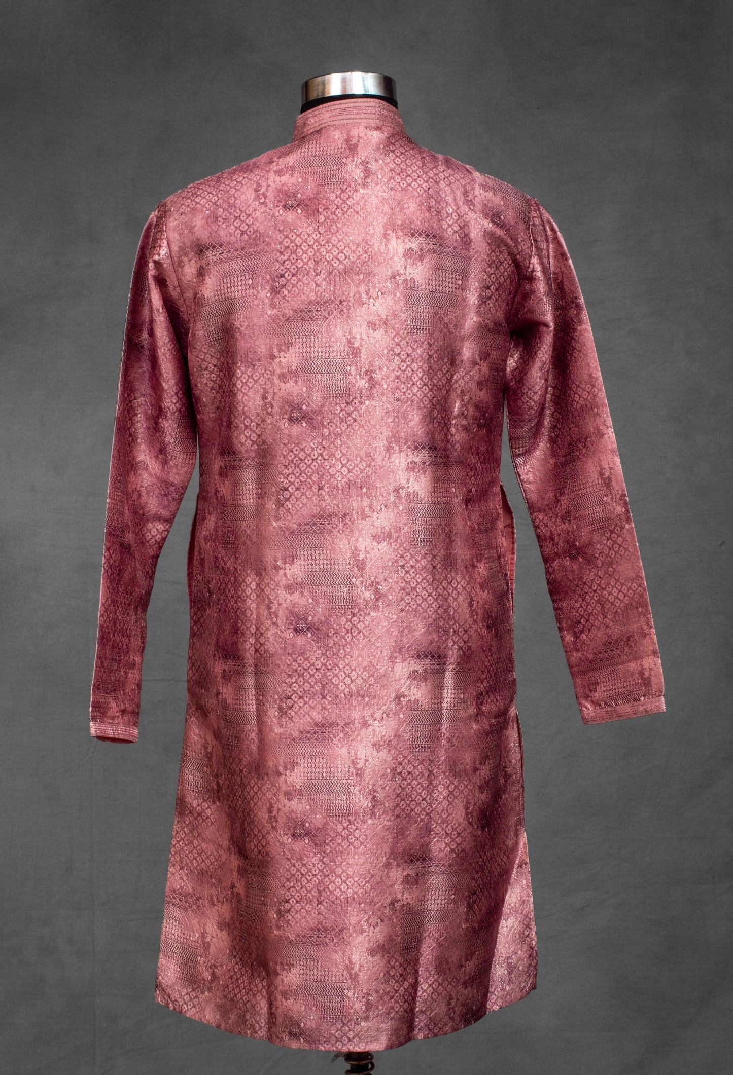 Dusty Rose Printed Silk Kurta for Men