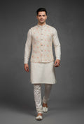 Cream Floral Embroidered Kurta for MenCream Floral Embroidered Kurta for Men