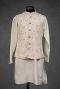 Cream Floral Embroidered Kurta for MenCream Floral Embroidered Kurta for Men