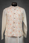 Cream Floral Embroidered Kurta for MenCream Floral Embroidered Kurta for Men