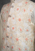 Cream Floral Embroidered Kurta for MenCream Floral Embroidered Kurta for Men