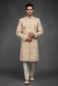 Beige Embroidered Kurta for Men