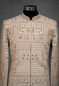 Beige Embroidered Kurta for Men