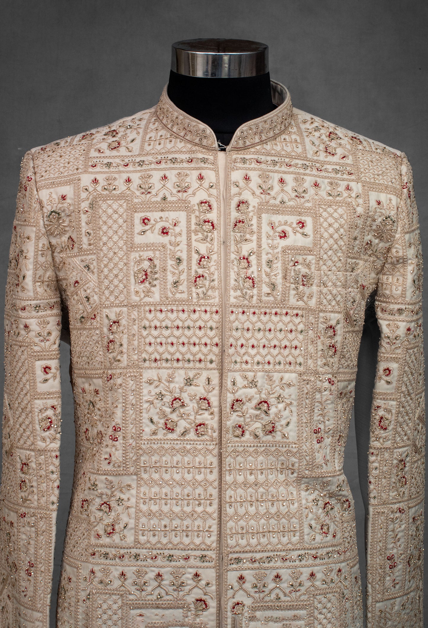 Beige Embroidered Kurta for Men