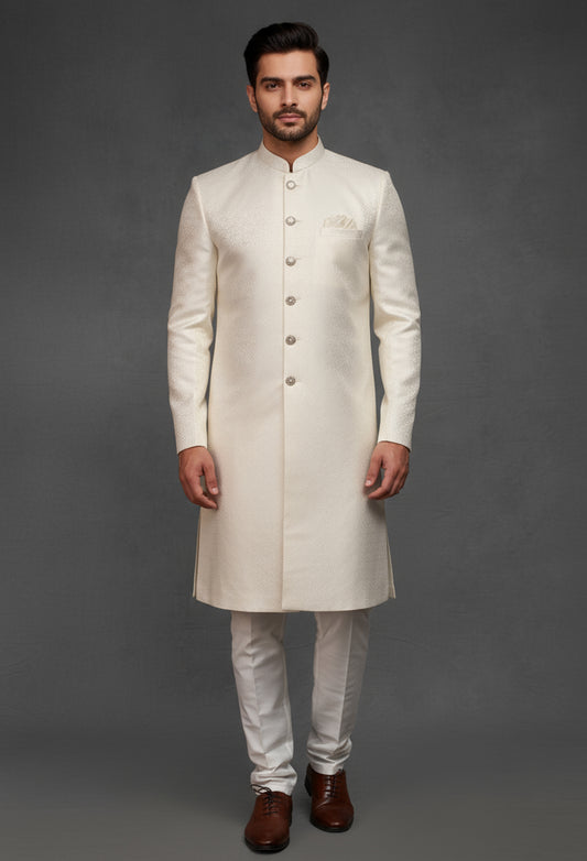 Cream Silk Kurta for Men