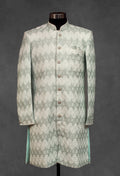 Mint Green Textured Sherwani for Men