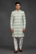 Mint Green Textured Sherwani for Men