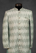 Mint Green Textured Sherwani for Men