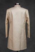 Cream Textured Sherwani for Men