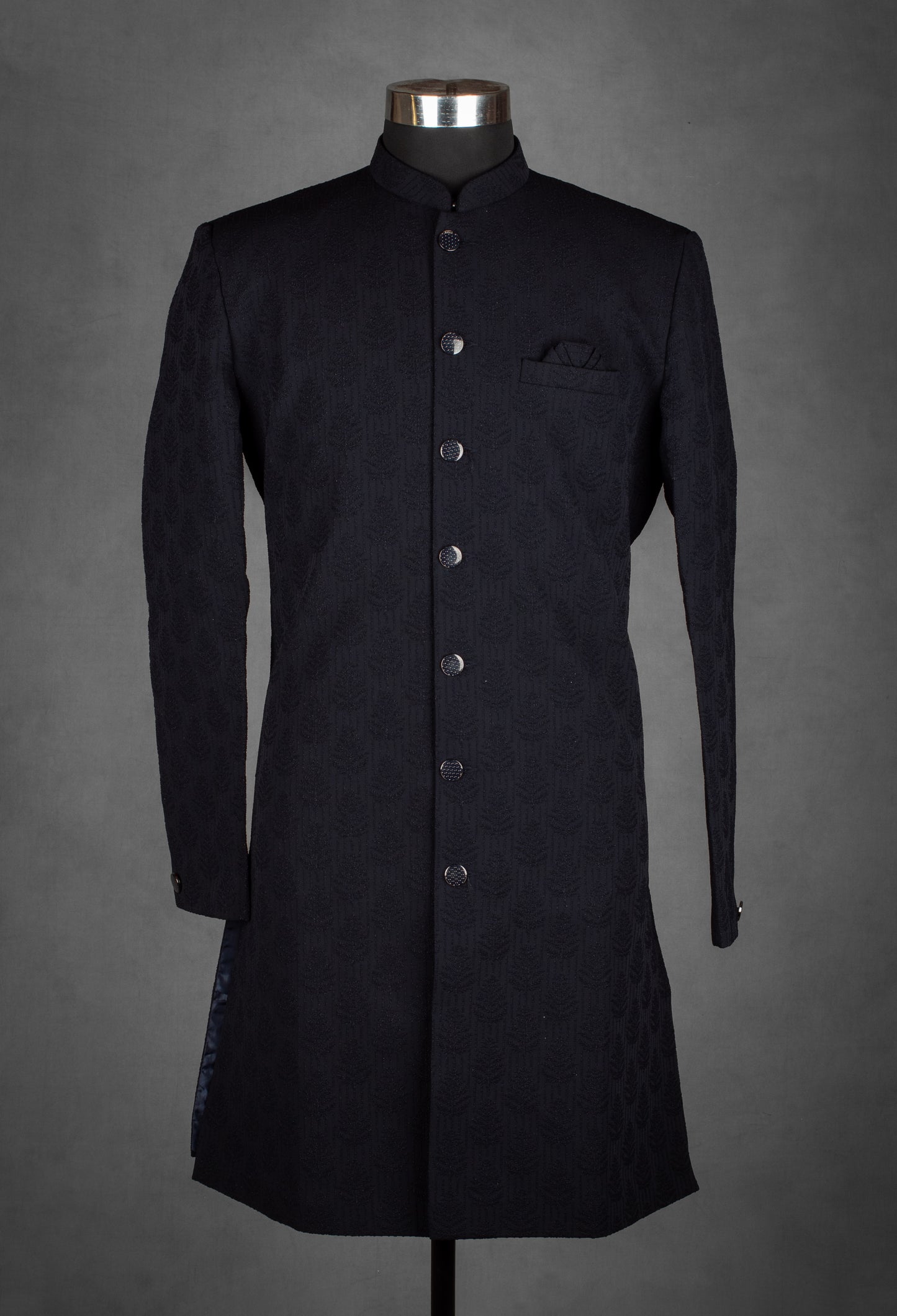 Black Textured Kurta for Men