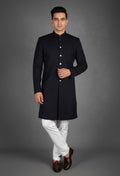 Black Textured Kurta for Men