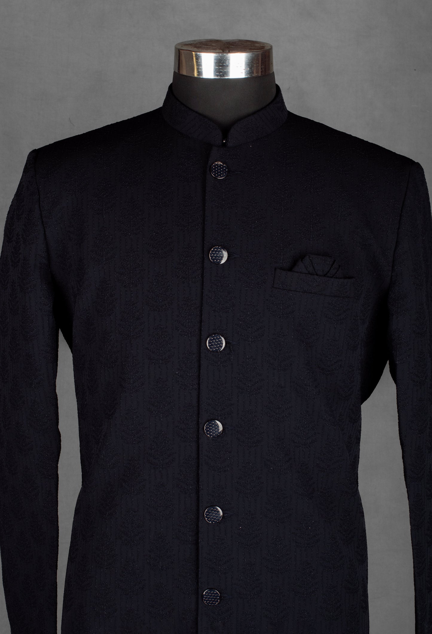 Black Textured Kurta for Men