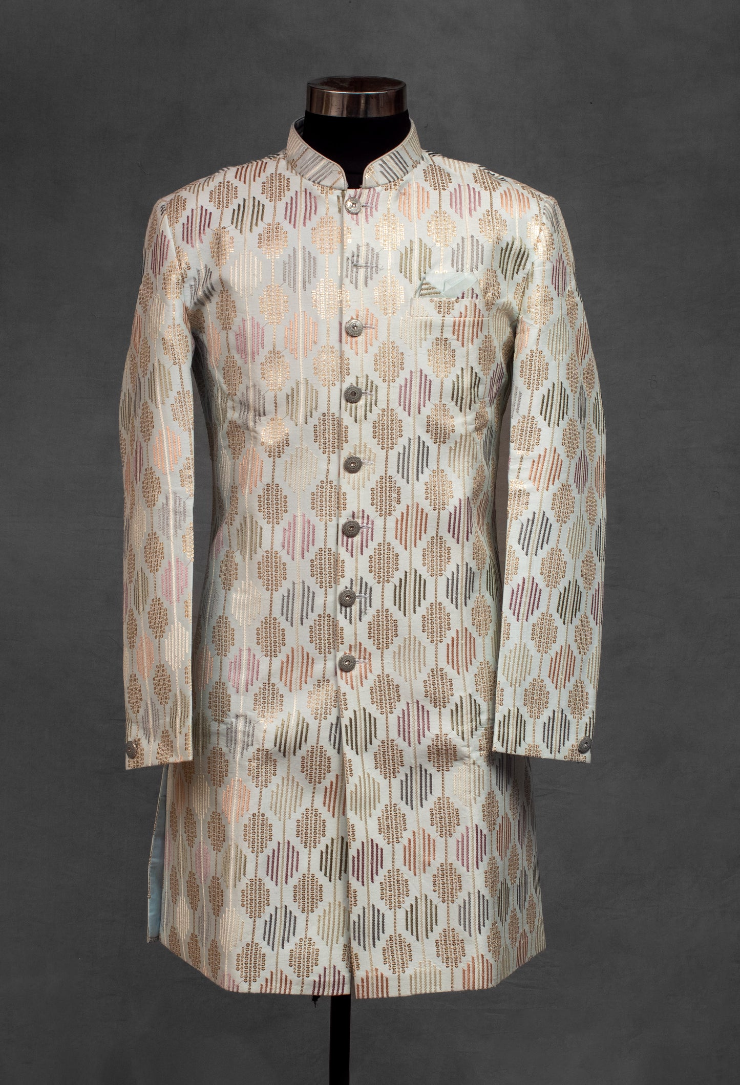 Pastel Multi-Tone Jacquard Sherwani for Men