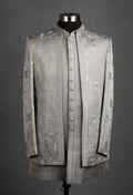 Silver Grey Embroidered Indo-Western Jacket for Men