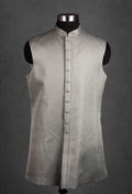 Silver Grey Embroidered Indo-Western Jacket for Men