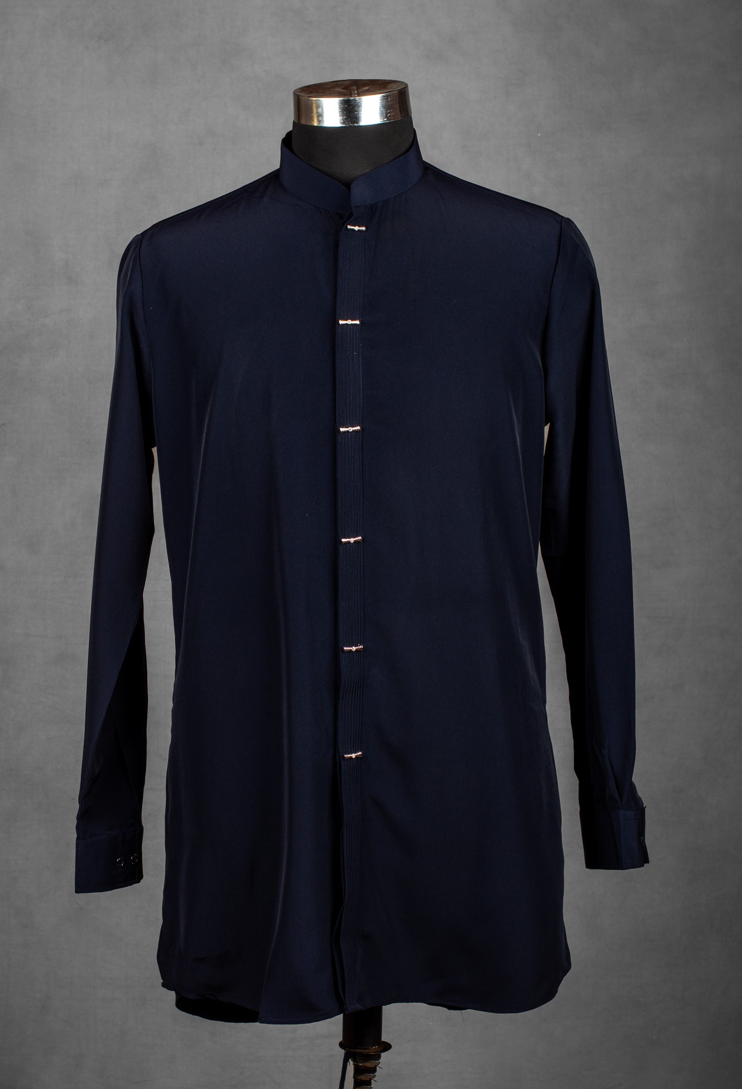Navy Blue Embroidered Indo-Western Jacket for Men