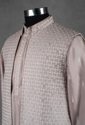 Dusty Mauve Embroidered Kurta with Jacket