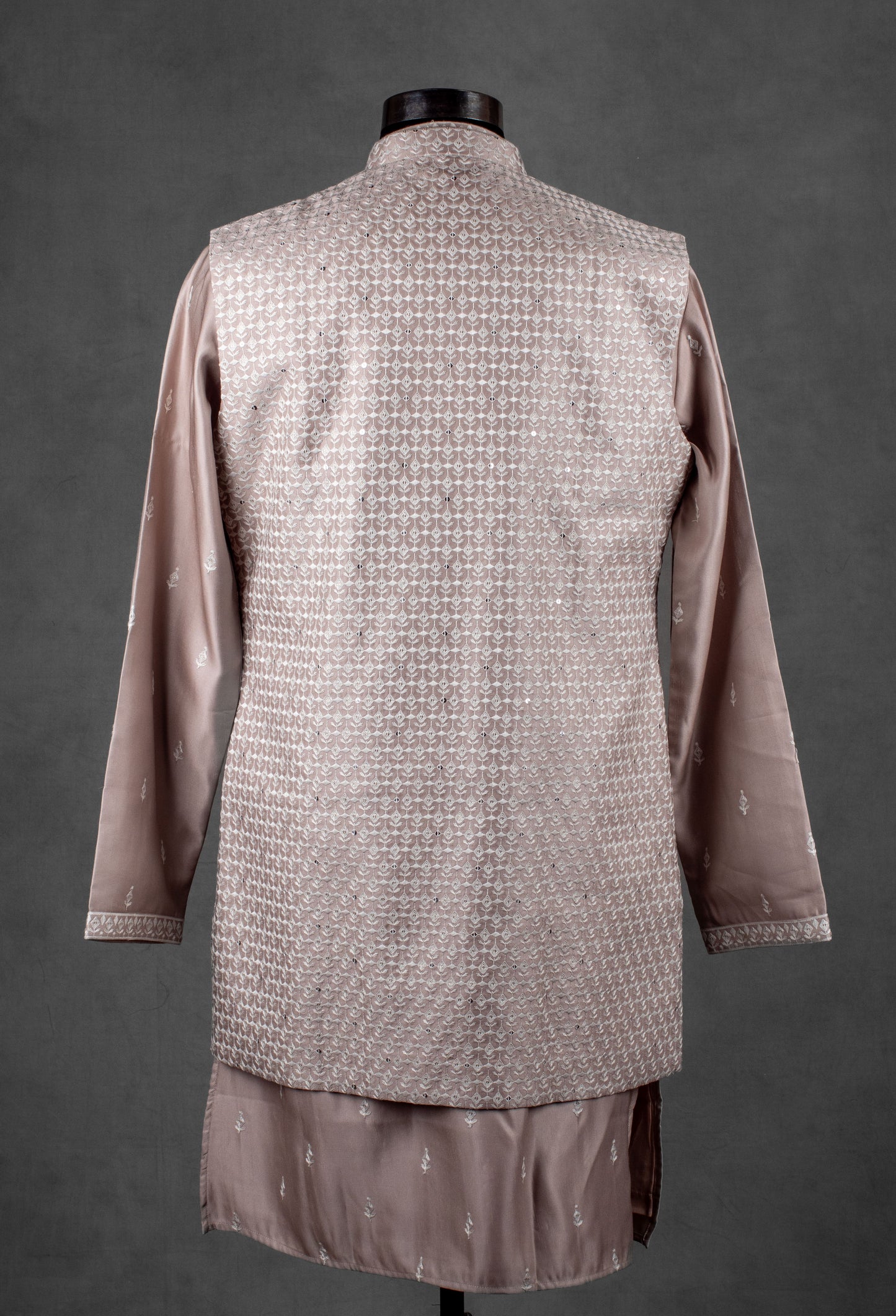 Dusty Mauve Embroidered Kurta with Jacket