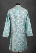 Light Blue Printed Cotton Kurta for Men