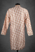 Cream Rust Printed Silk Kurta for Men