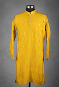 Mustard Yellow Mirror Work Kurta for Men