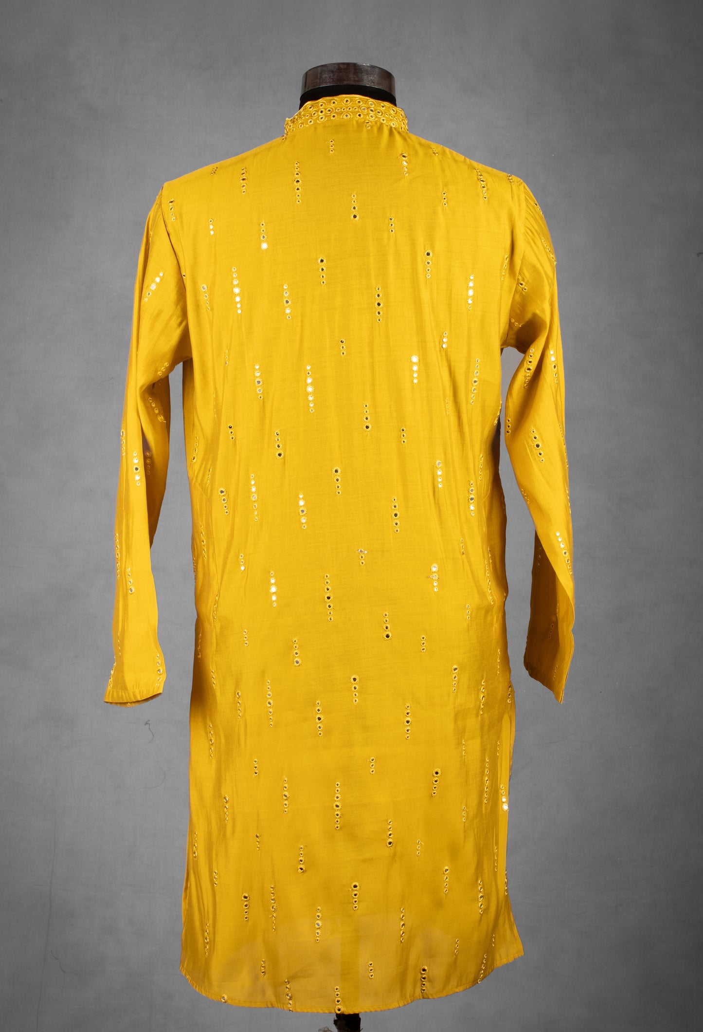 Mustard Yellow Mirror Work Kurta for Men