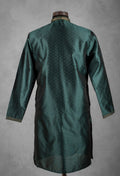 Dark Green Jacquard Silk Kurta for Men