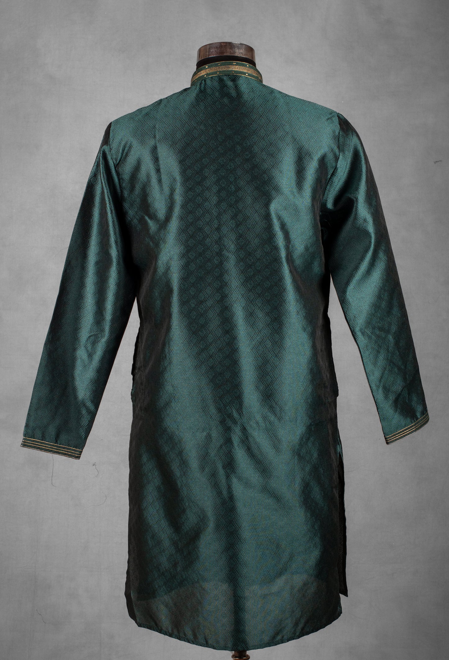 Dark Green Jacquard Silk Kurta for Men