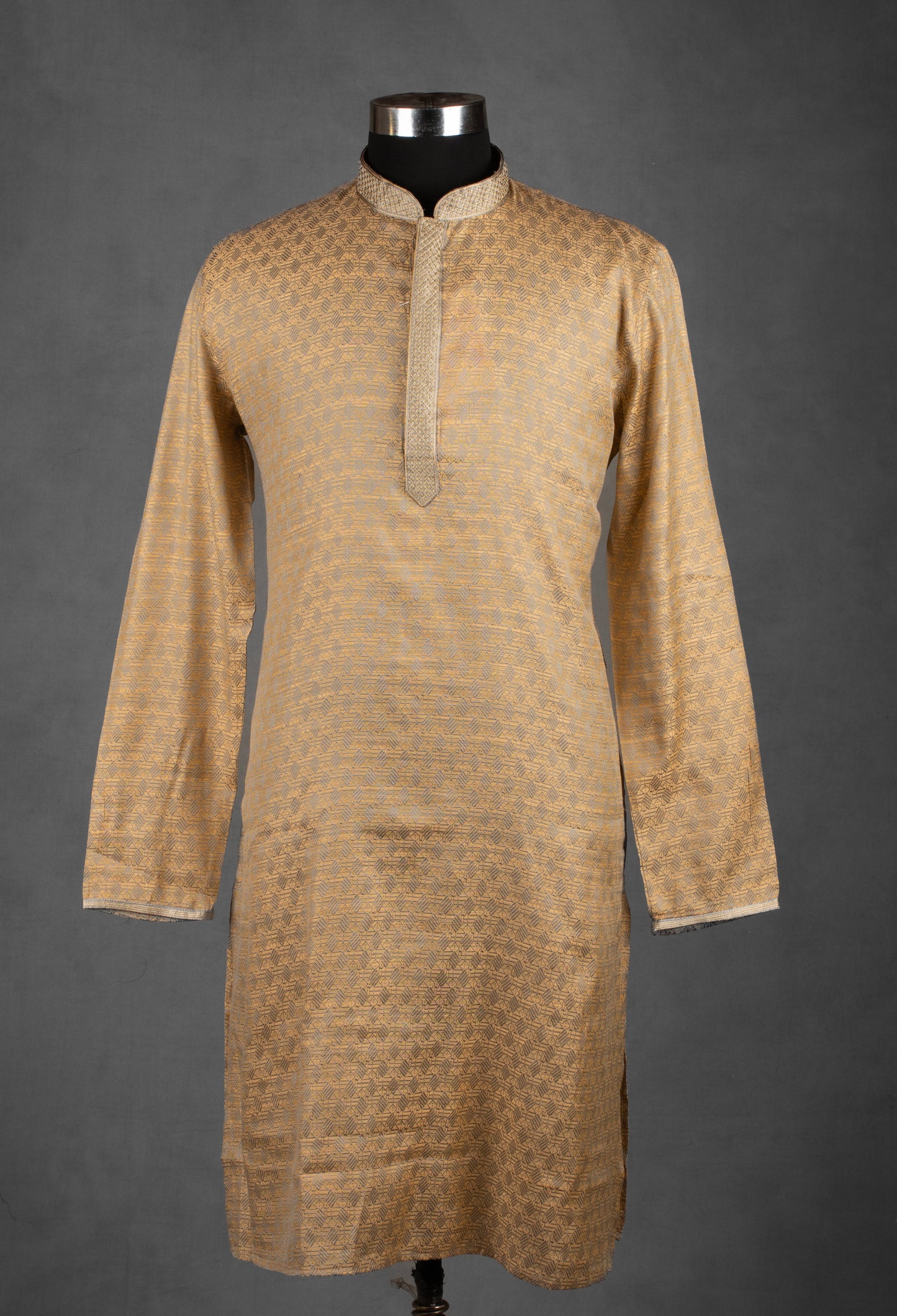 Golden Jacquard Self-Design Kurta for Men