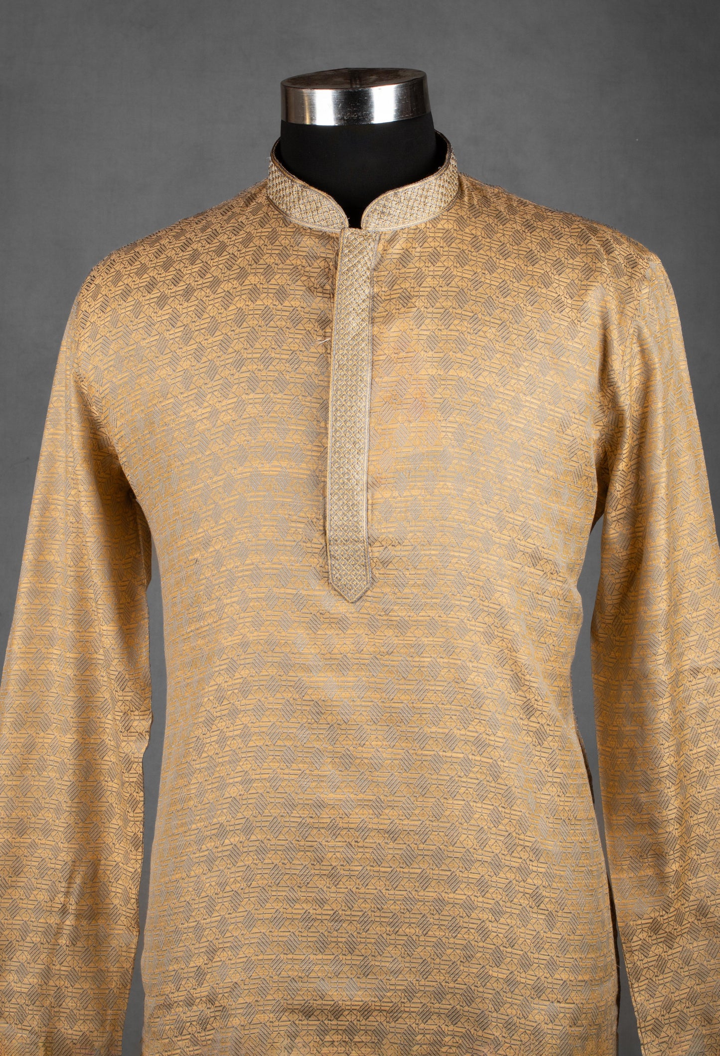 Golden Jacquard Self-Design Kurta for Men