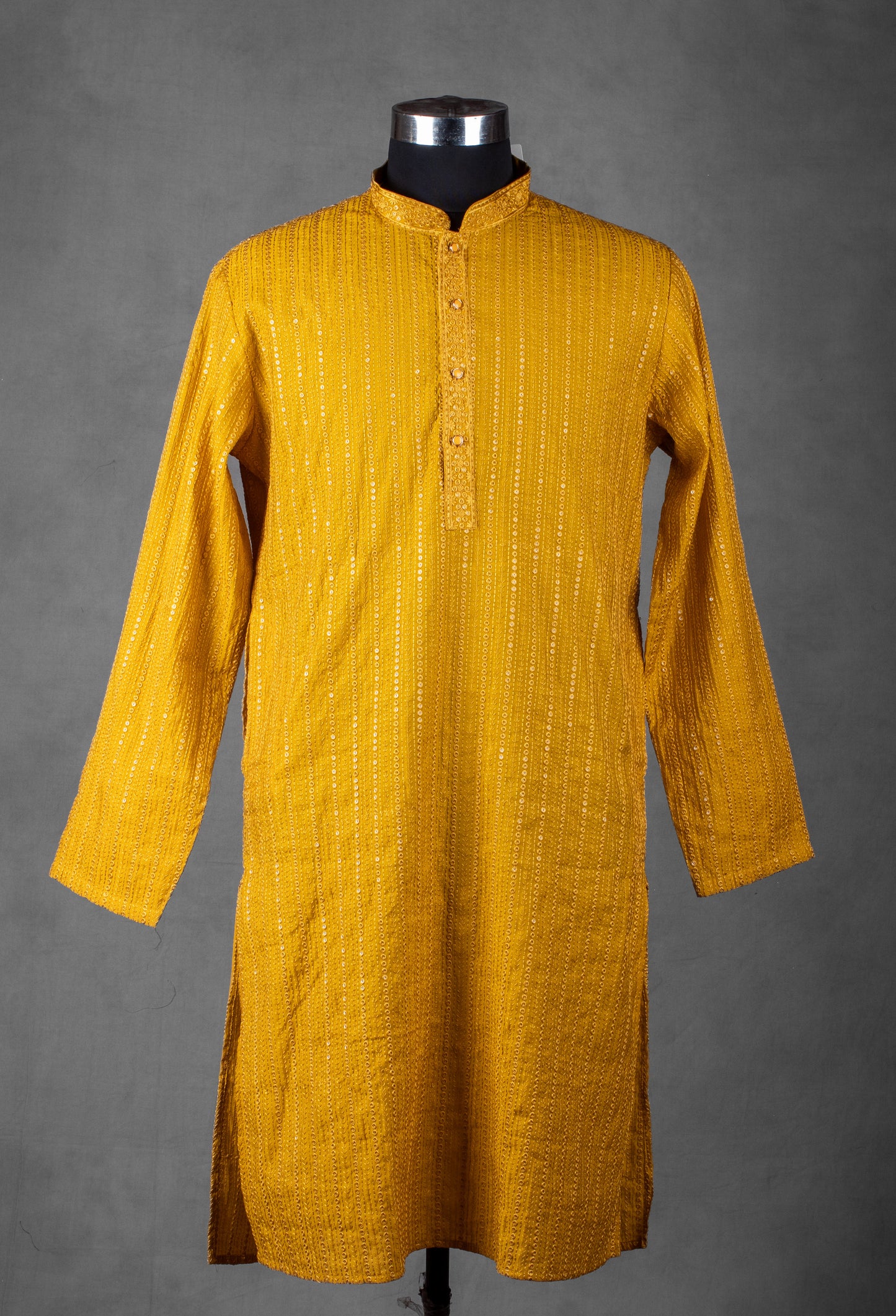 Mustard Yellow Sequin Kurta for Men
