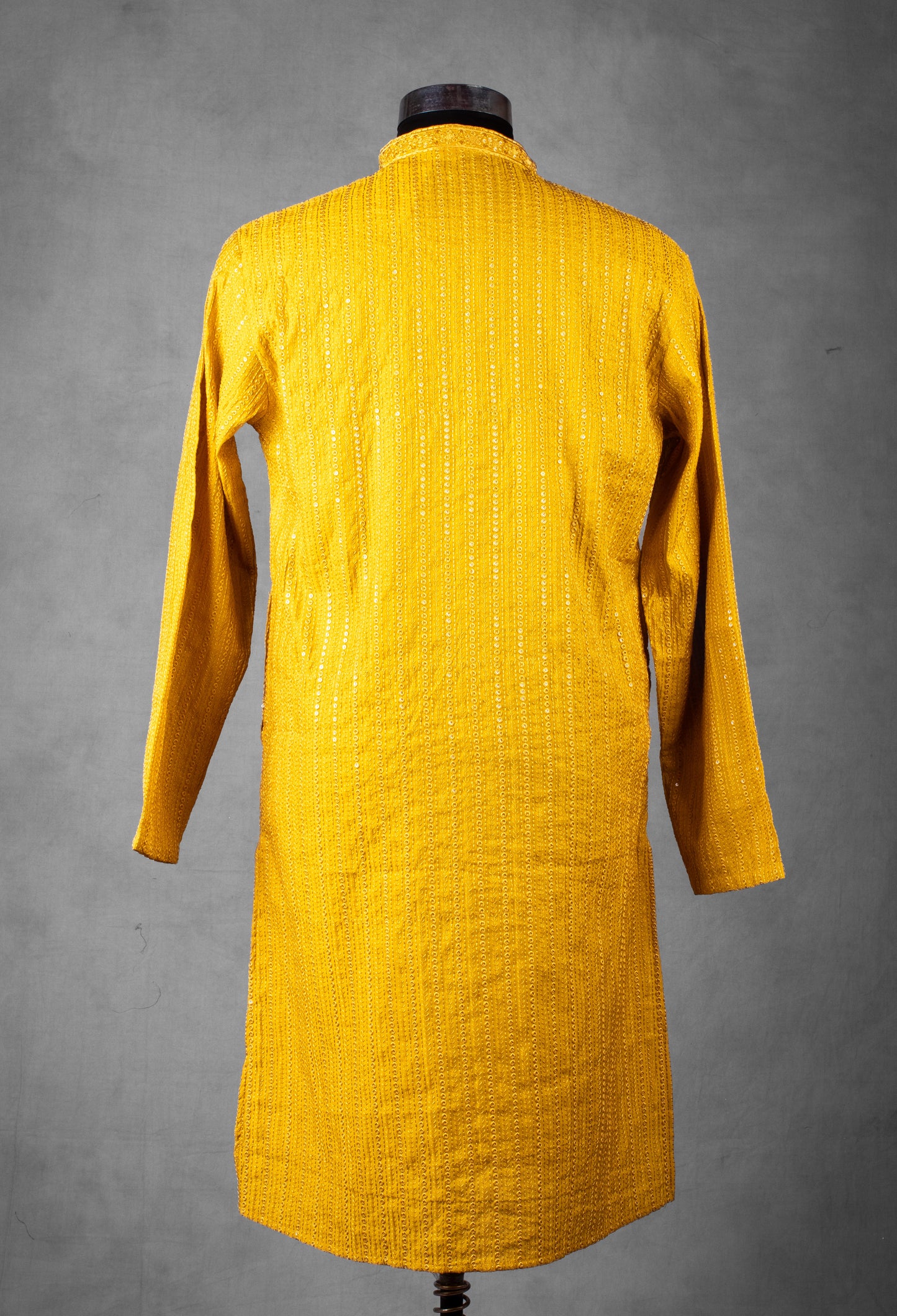 Mustard Yellow Sequin Kurta for Men