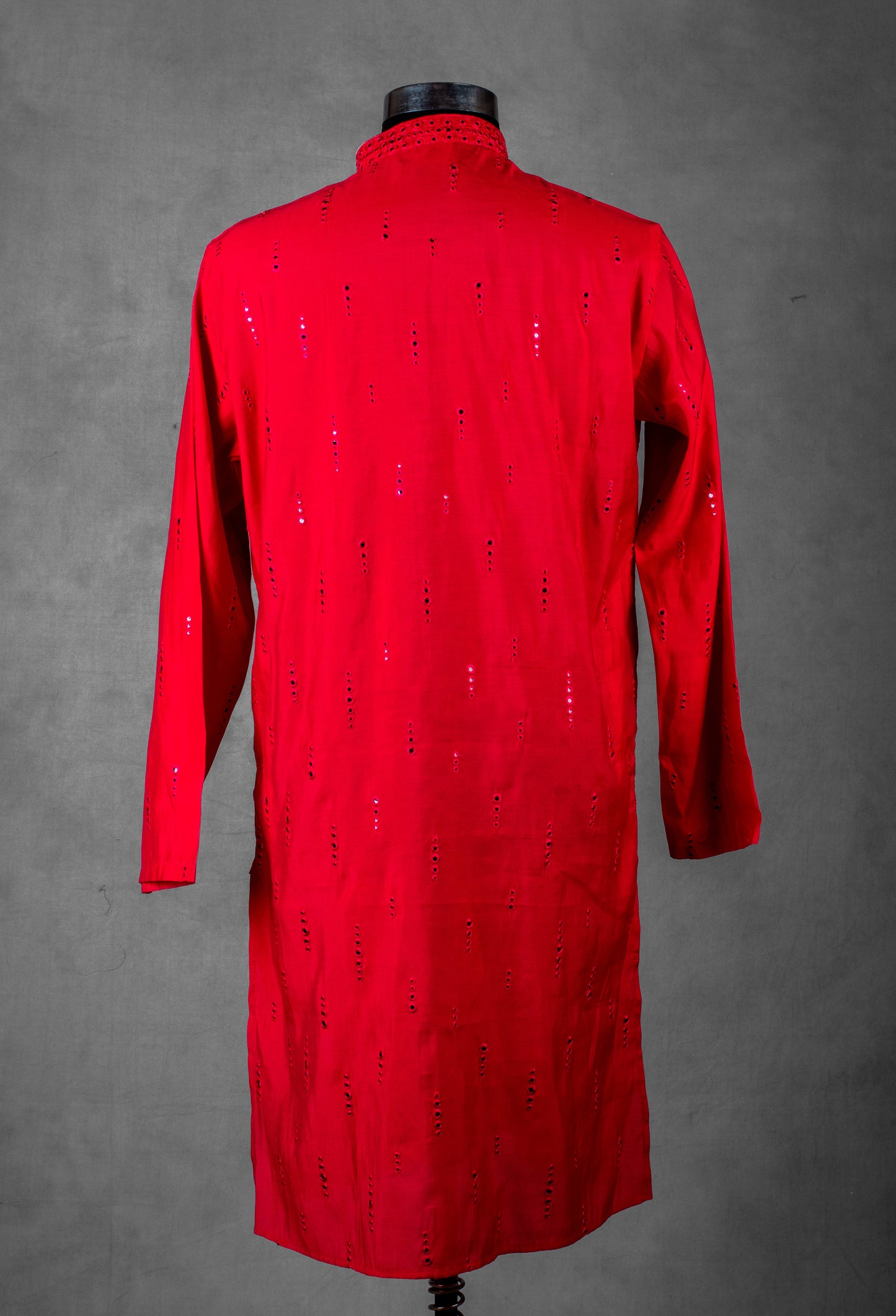 Red Mirror Work Kurta for Men