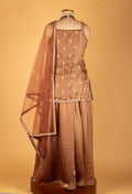 Straight Cut Bronze Embroidered Indo Western Gown with Net Dupatta