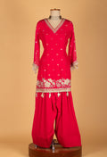 Straight Cut Pink Embroidered Kurta Set with Dupatta