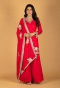 Straight Cut Pink Embroidered Kurta Set with Dupatta