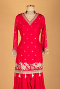Straight Cut Pink Embroidered Kurta Set with Dupatta
