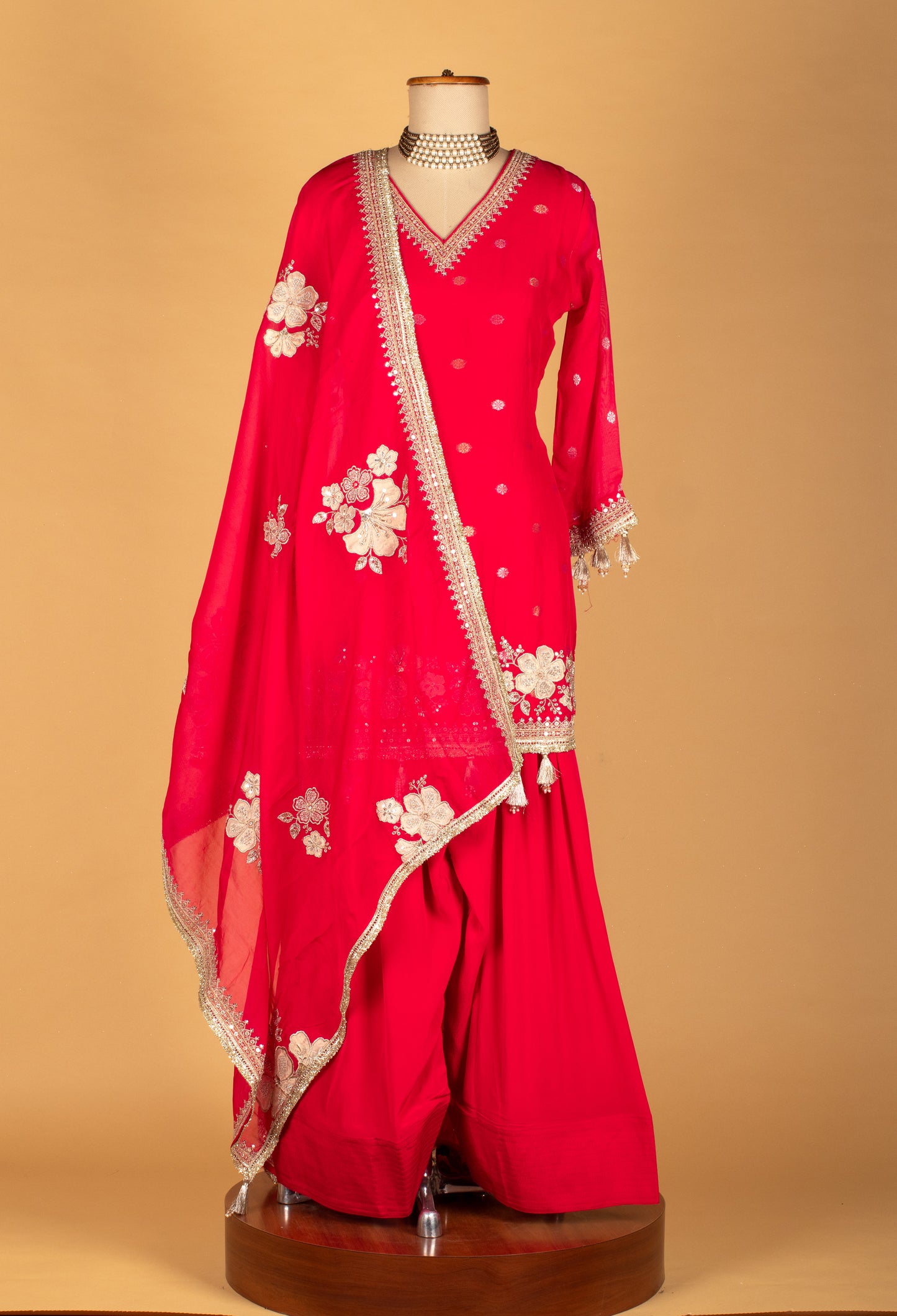 Straight Cut Pink Embroidered Kurta Set with Dupatta
