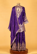 Straight Cut Purple Embroidered Kurta Set with Dupatta
