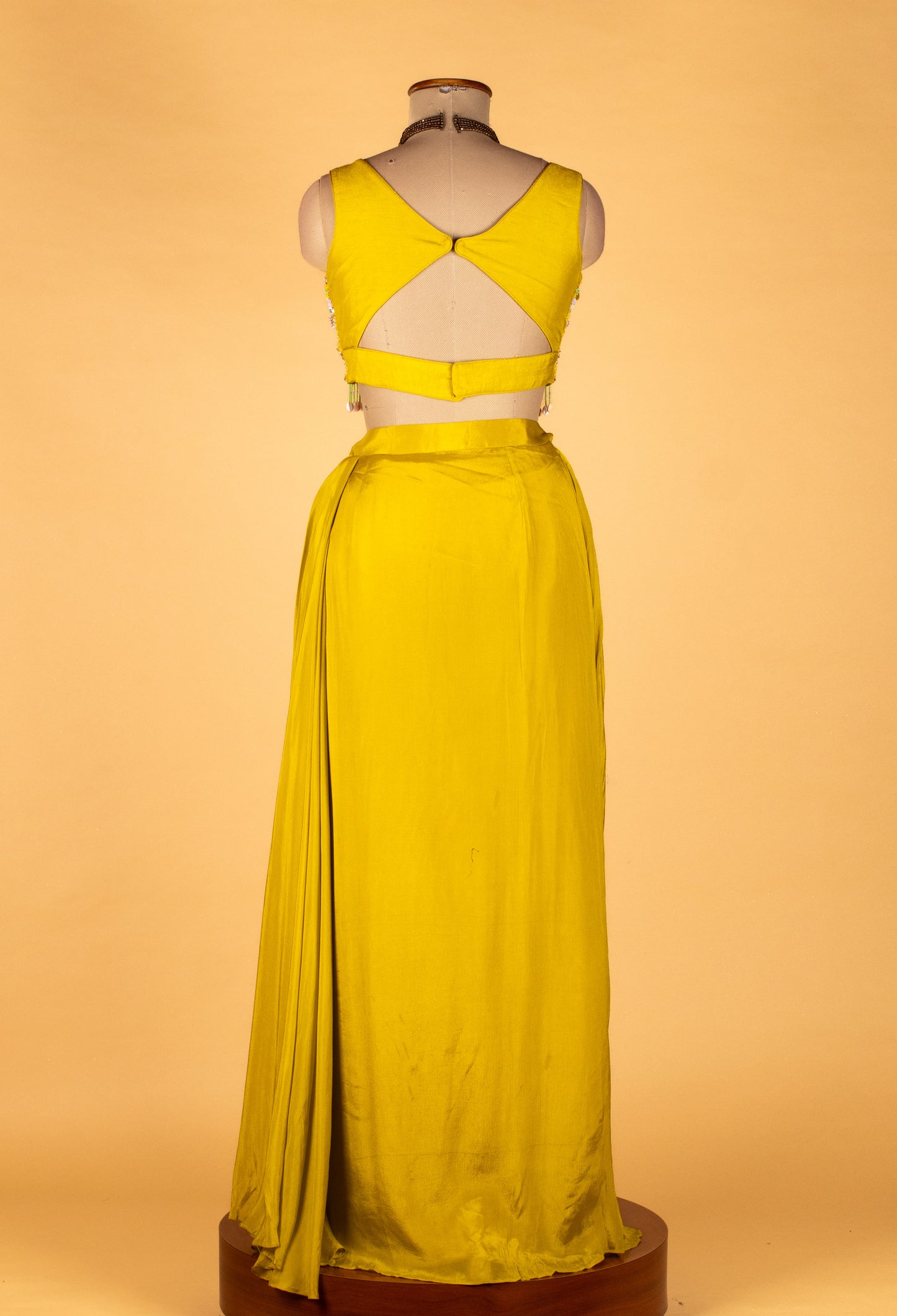 Straight Cut Yellow Mirror-Work Indo Western Set with Cape Dupatta – Festive / Mehendi / Sangeet Outfit