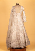 Premium Embellished Bridal/Occasion Long Anarkali Gown – Soft Nude Beige | Hand-Embroidered with Sequins, Pearls & Zari Work