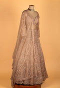 Champagne Nude Designer Lehenga Set | Heavy Sequins, Beads & Zari Embroidery | Crop Top, Flared Skirt & Dupatta