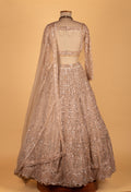 Champagne Nude Designer Lehenga Set | Heavy Sequins, Beads & Zari Embroidery | Crop Top, Flared Skirt & Dupatta