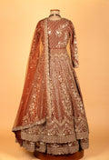 Luxury Heavy Hand-Embroidered Anarkali Gown – Maroon Wine | Sequins, Zari & Bead Work with Dupatta
