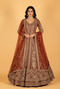 Luxury Heavy Hand-Embroidered Anarkali Gown – Maroon Wine | Sequins, Zari & Bead Work with Dupatta