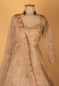 Luxury Champagne Gold Bridal Lehenga Set | Hand Embroidered with Sequins, Pearls & Zari Work | Crop Top, Flared Lehenga & Dupatta