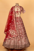 Bridal Red Heavy Embroidered Lehenga Set | Sequin, Zari & Mirror Work | Crop Top, Flared Lehenga & Dupatta